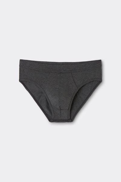 Grey Solid Silk Briefs, Dark Grey Blend, large image number 2