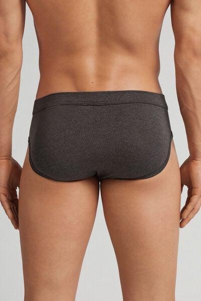Grey Solid Silk Briefs, Dark Grey Blend, large image number 3