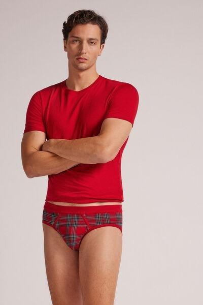 Red Christmas Tartan Superior Cotton Briefs, , large image number 1
