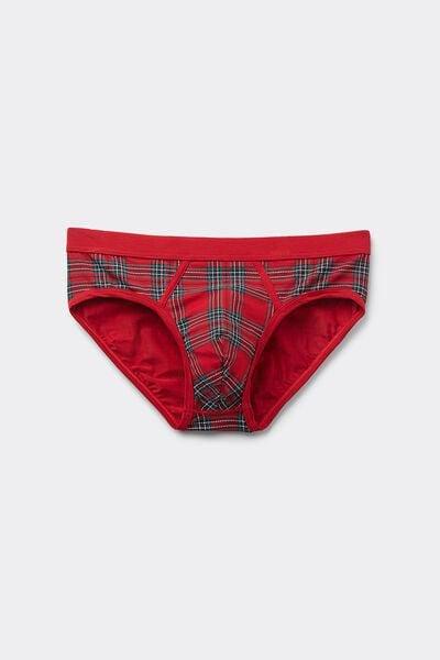 Red Christmas Tartan Superior Cotton Briefs, , large image number 2