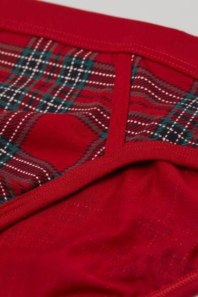 Red Christmas Tartan Superior Cotton Briefs, , large image number 4