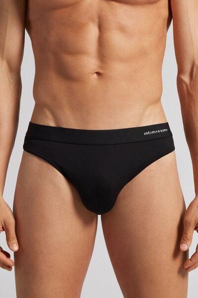 Black Logo Detail Thong, Black, large image number 0