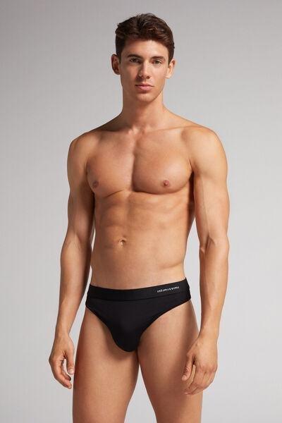 Black Logo Detail Thong, Black, large image number 1