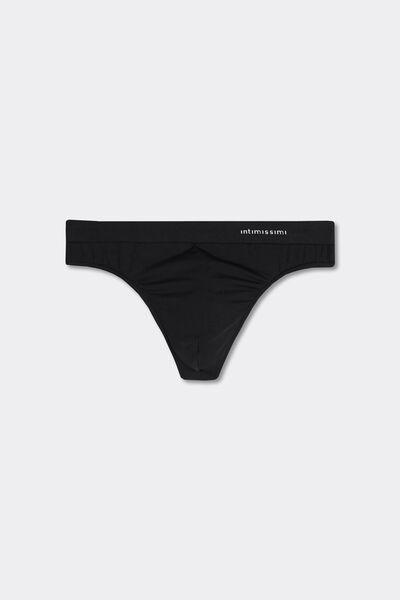 Black Logo Detail Thong, Black, large image number 2