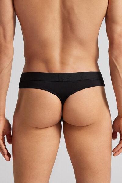 Black Logo Detail Thong, Black, large image number 3