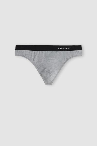 Grey Logo Detail Microfibre Thong, B601_9958, large image number 2