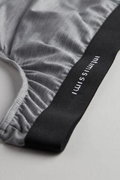 Grey Logo Detail Microfibre Thong, B601_9958, large image number 4