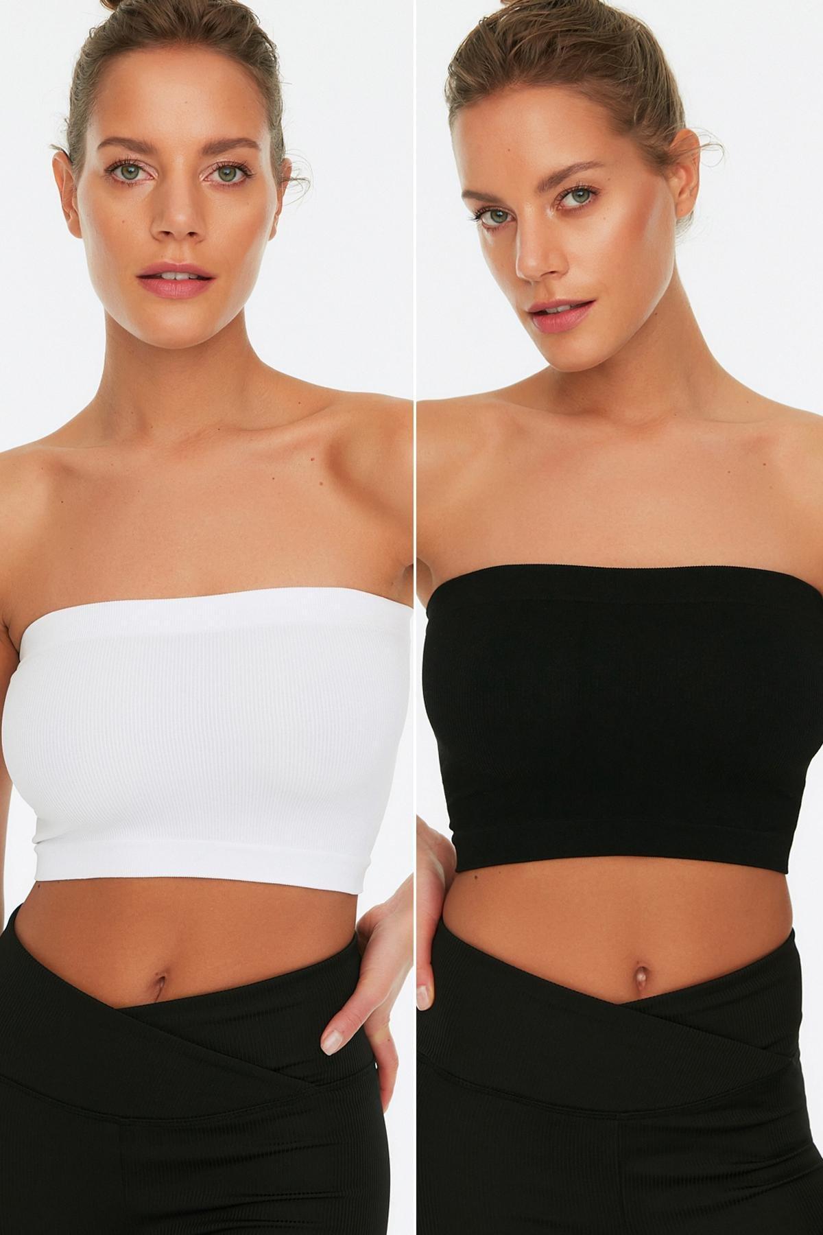 Black Plain Sports Bra, Set Of 2, , large image number 0