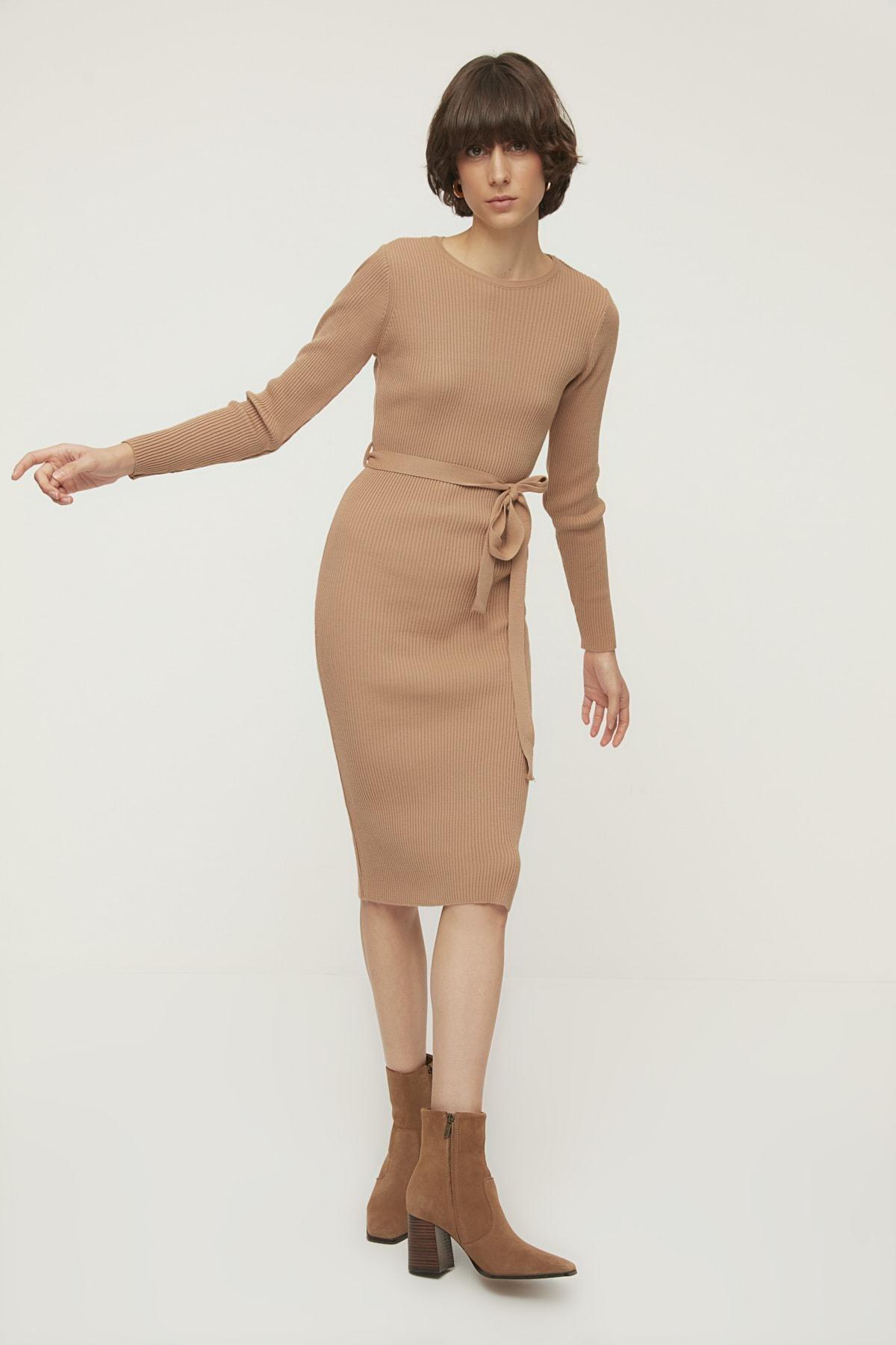Brown A-Line Detailed Dress, Brown, large image number 0