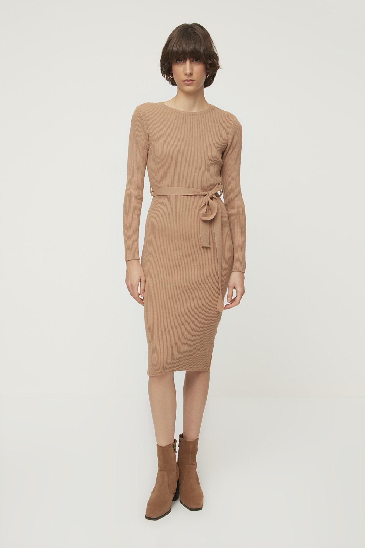 Brown A-Line Detailed Dress, Brown, large image number 7