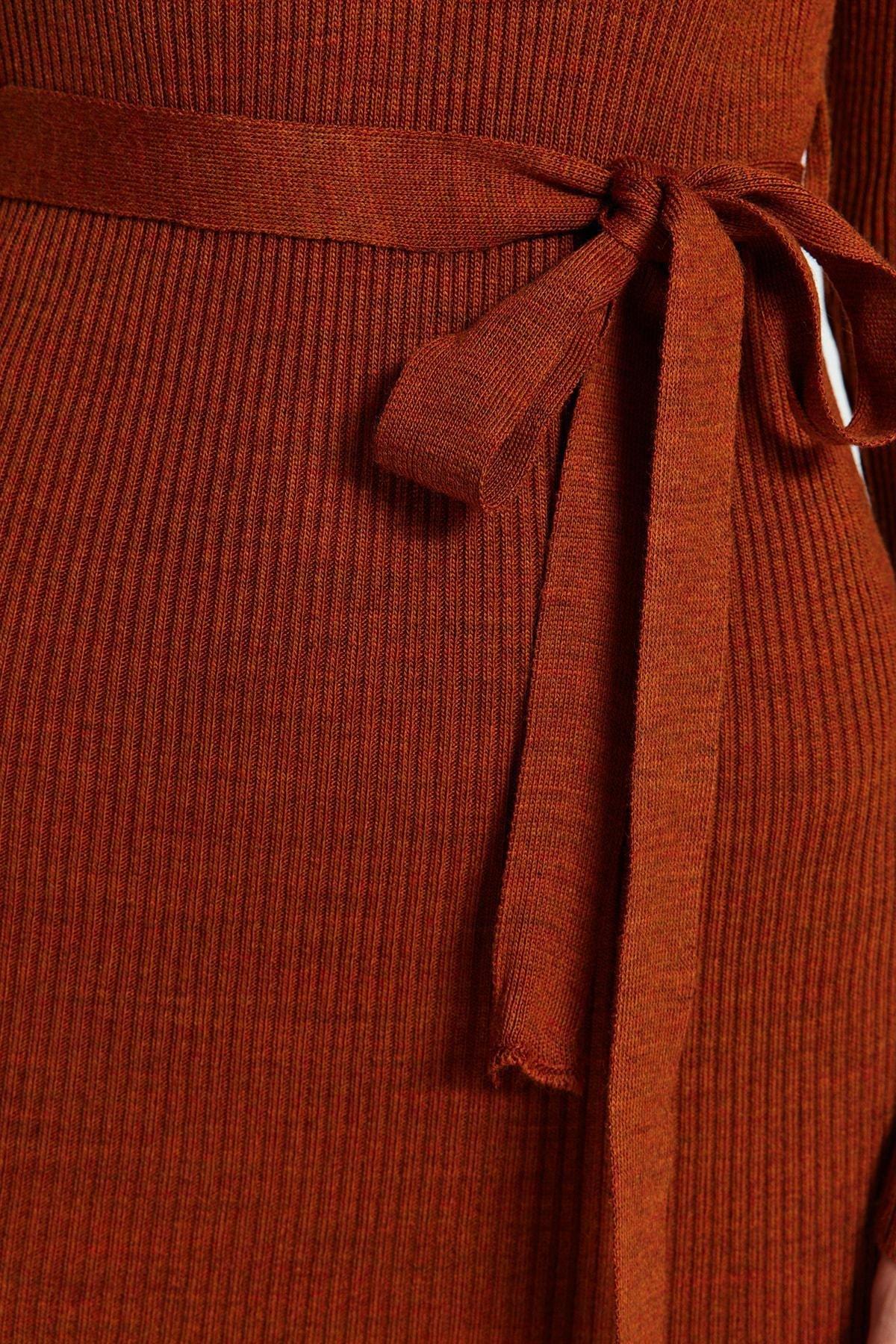 Brown A-Line Detailed Dress, Brown, large image number 8