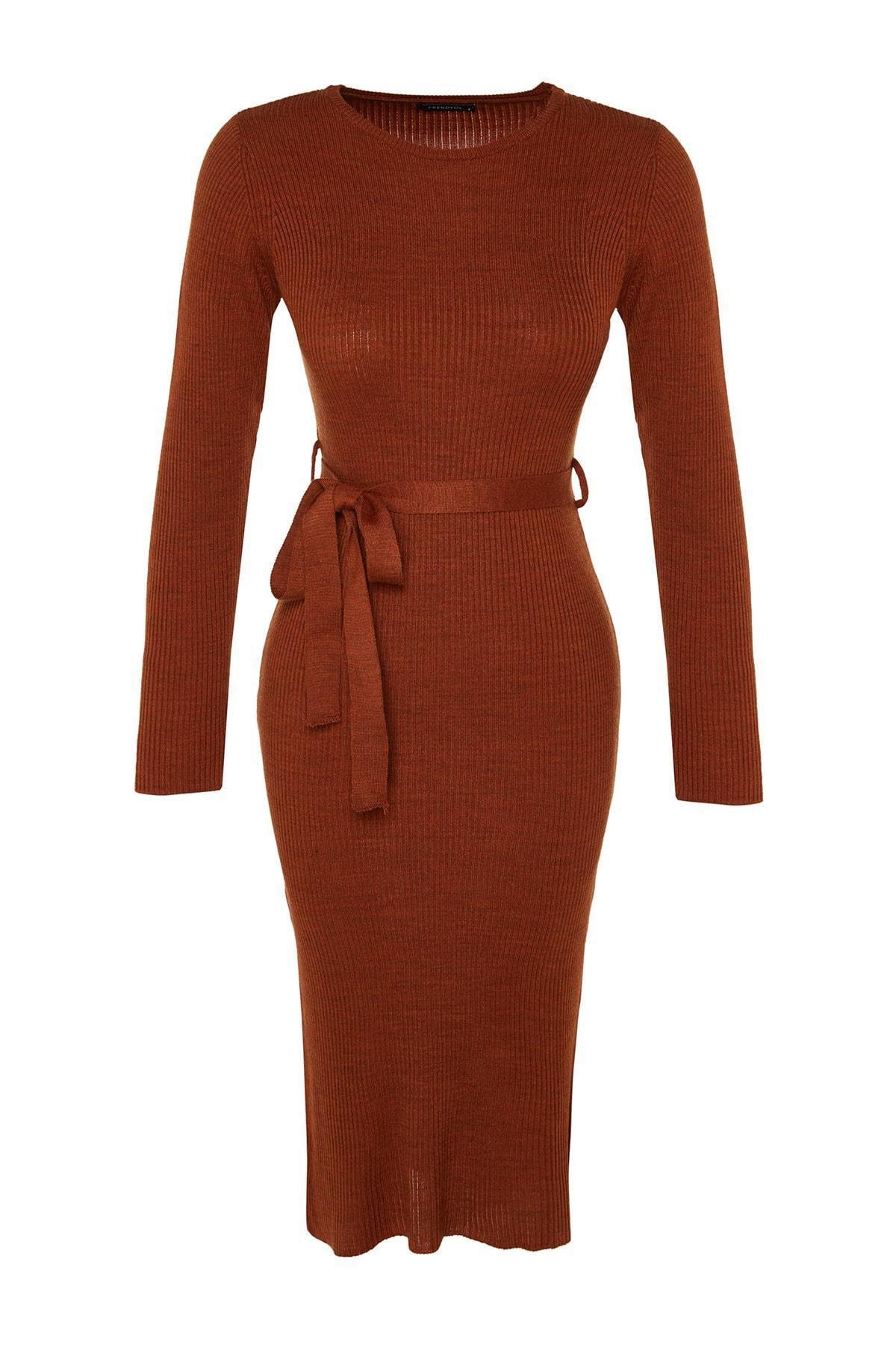 Brown A-Line Detailed Dress, Brown, large image number 10