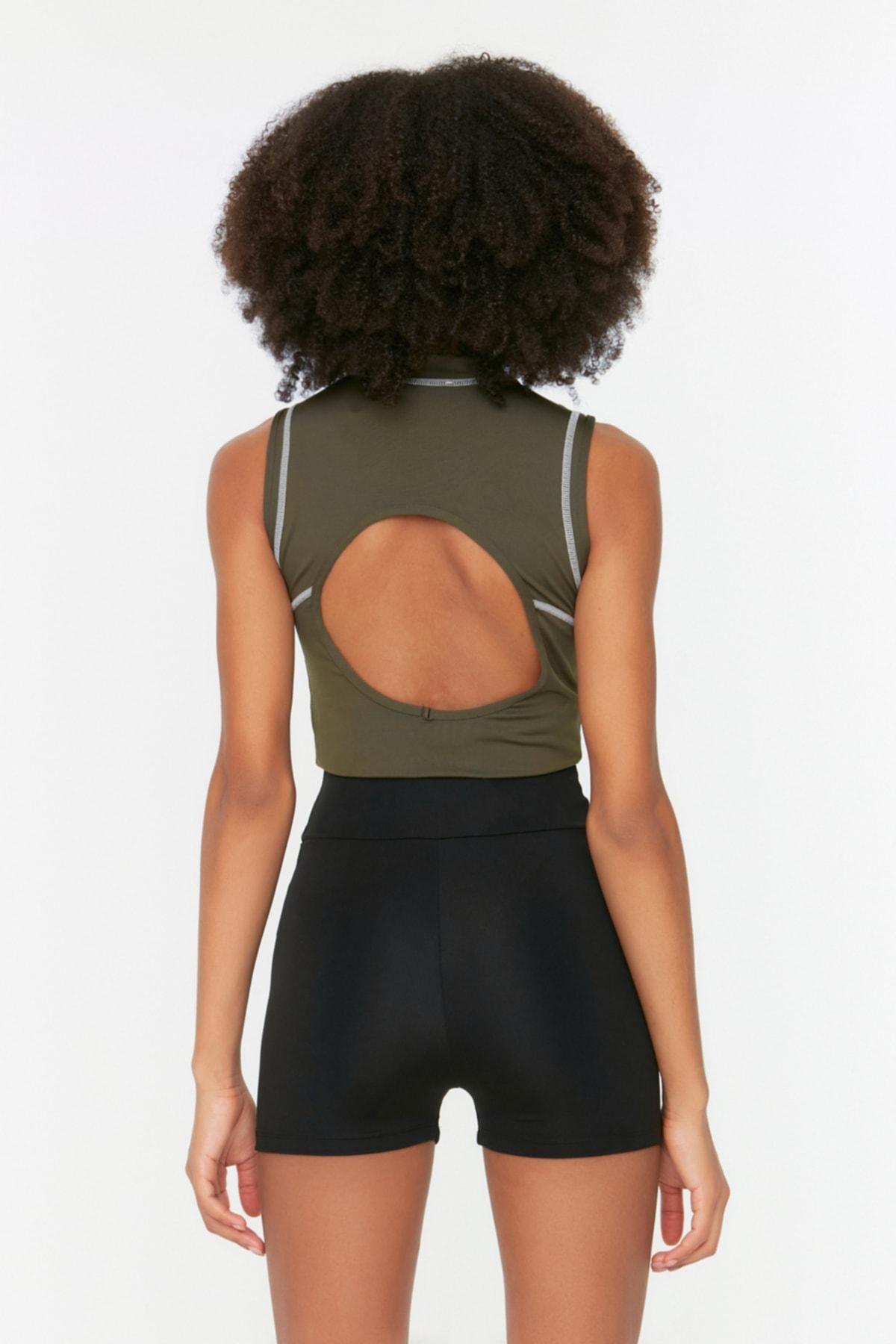 Black High Waist Biker Jackets Sports Leggings, Black, large image number 5
