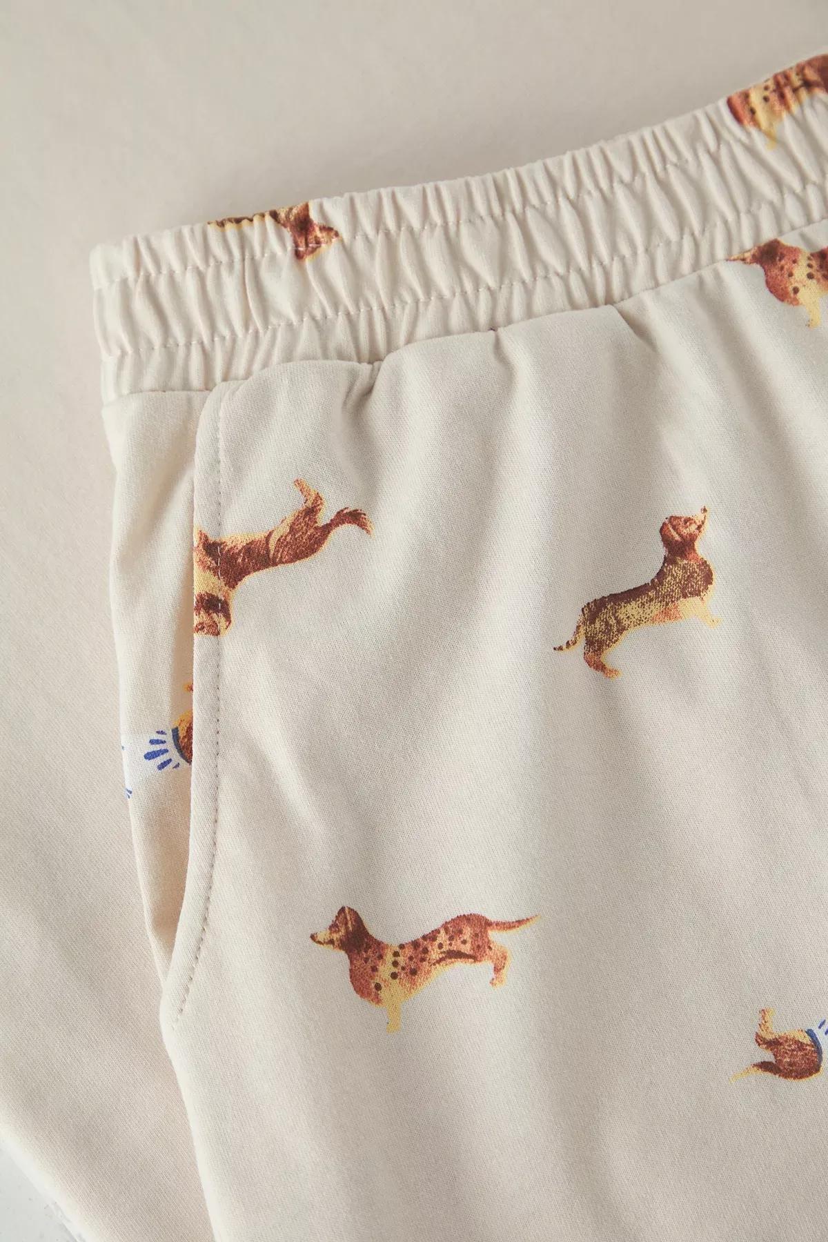 Beige Regular Fit Printed Pajama Set, , large image number 1