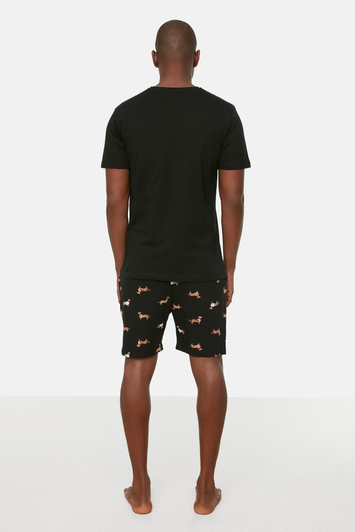 Black Printed Mid Waist Pyjama Set, , large image number 3