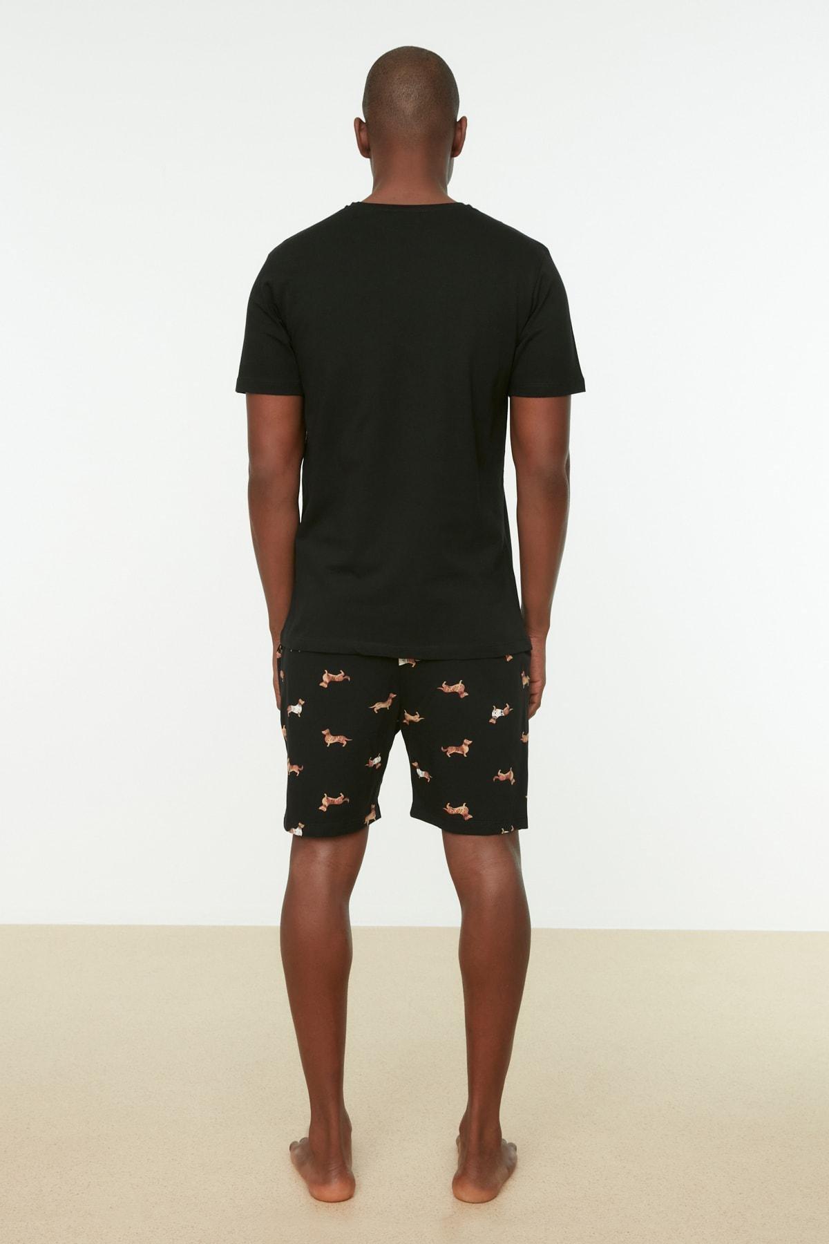 Black Printed Mid Waist Pyjama Set, , large image number 5