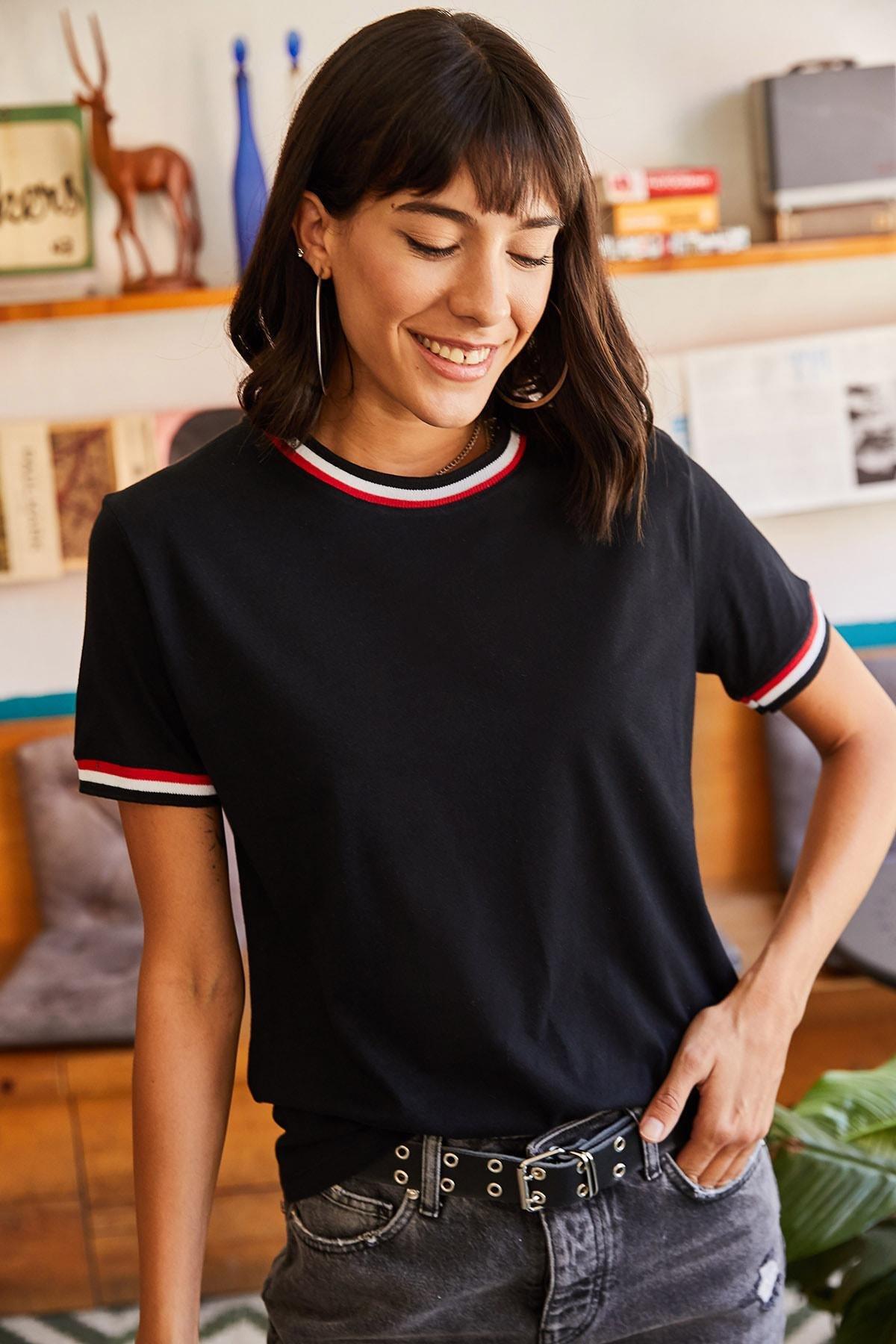 تيشيرت بفتحة رقبة مستديرة، أسود, BLACK, large image number 4