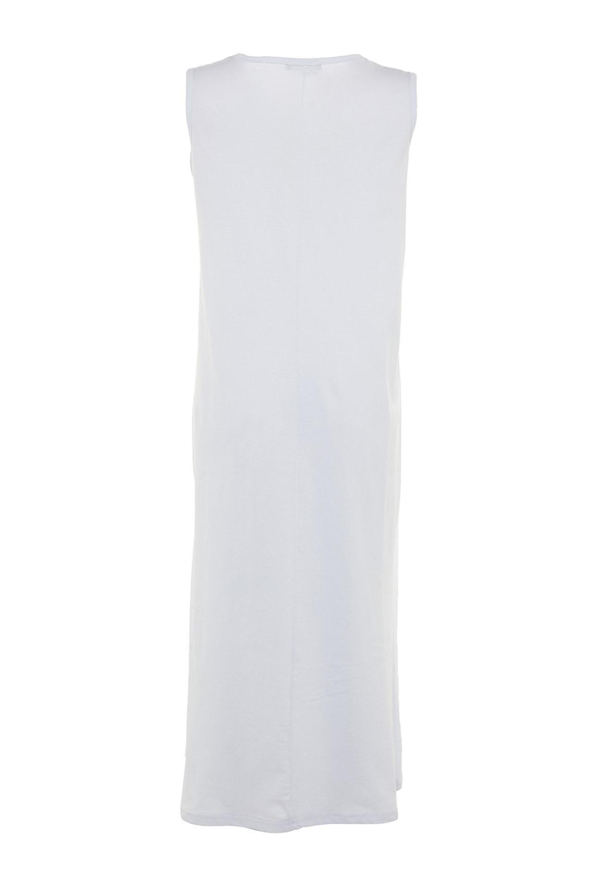 White A Line Crew Neck Dress, , large image number 6