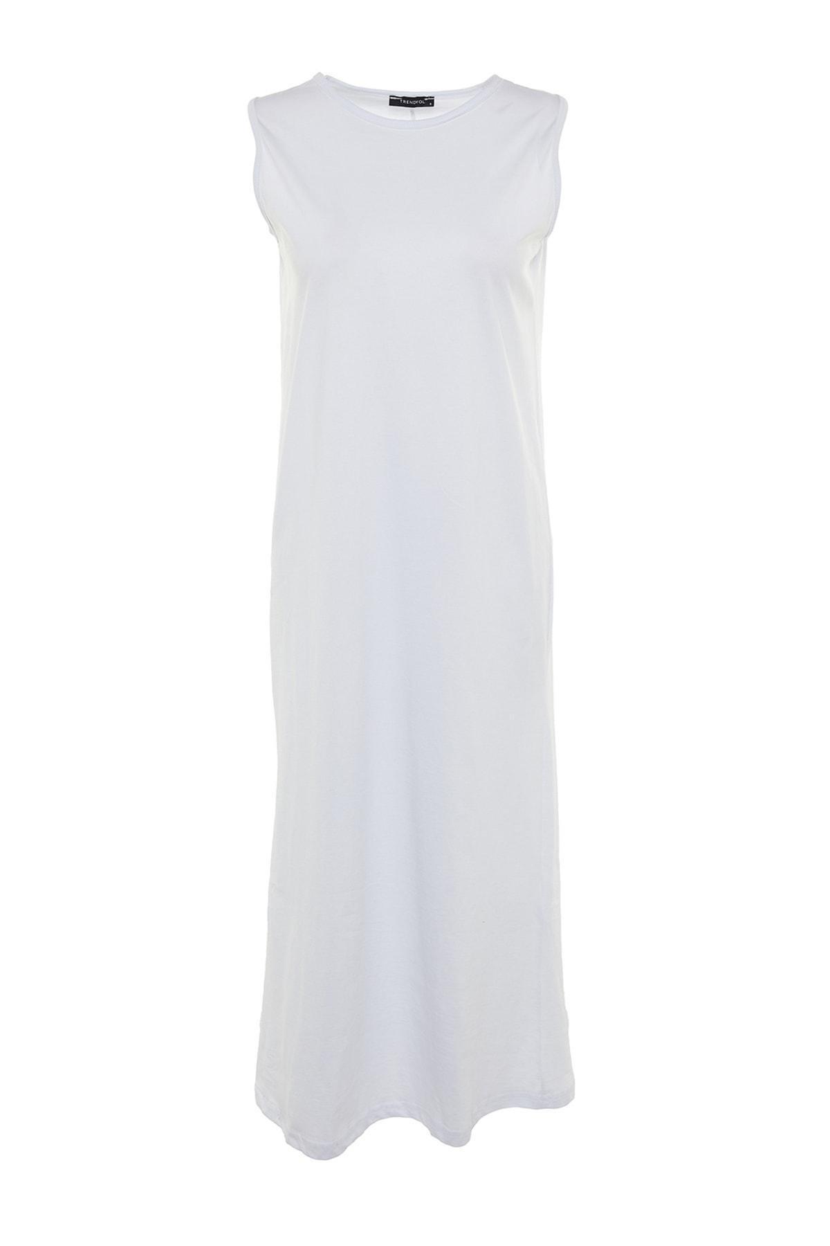 White A Line Crew Neck Dress, , large image number 7