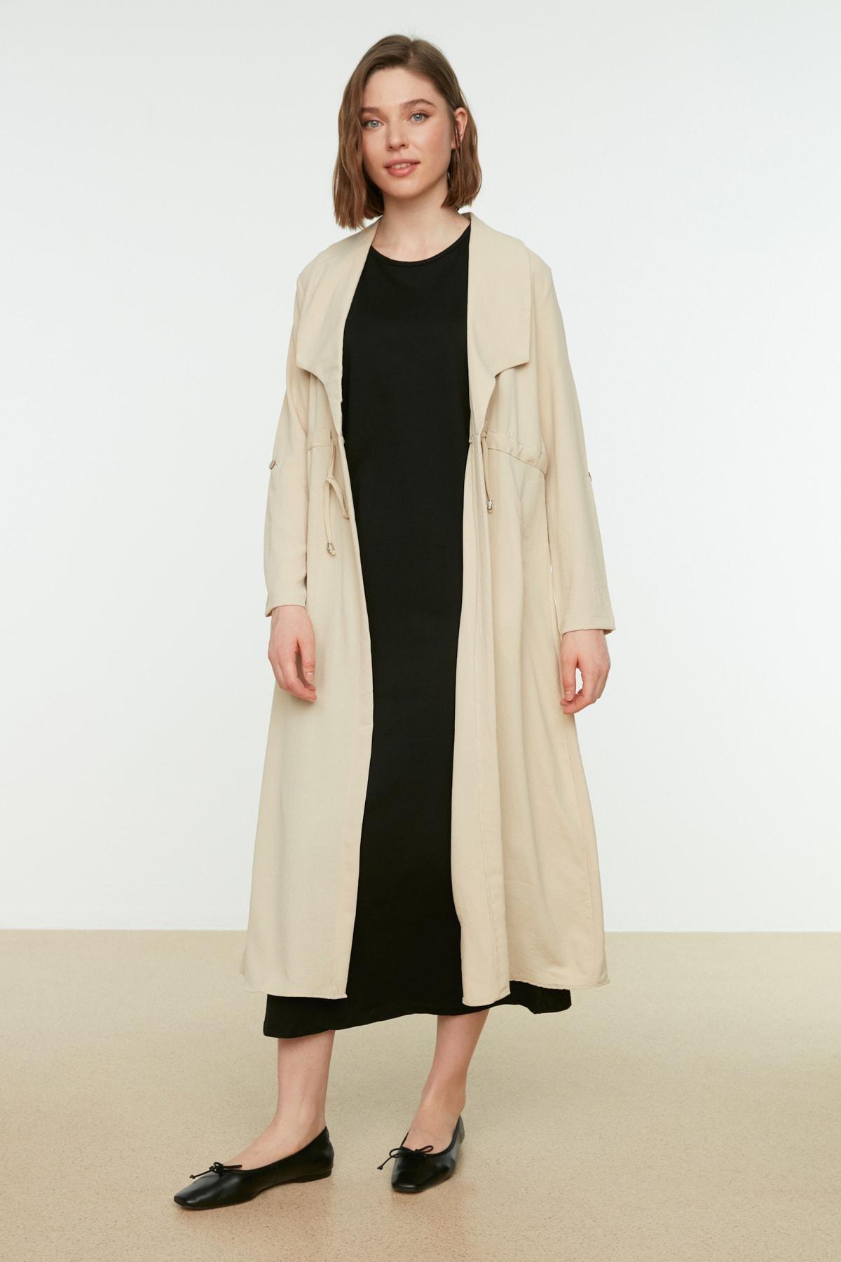 Black A Line Crew Neck Dress, Black, large image number 2