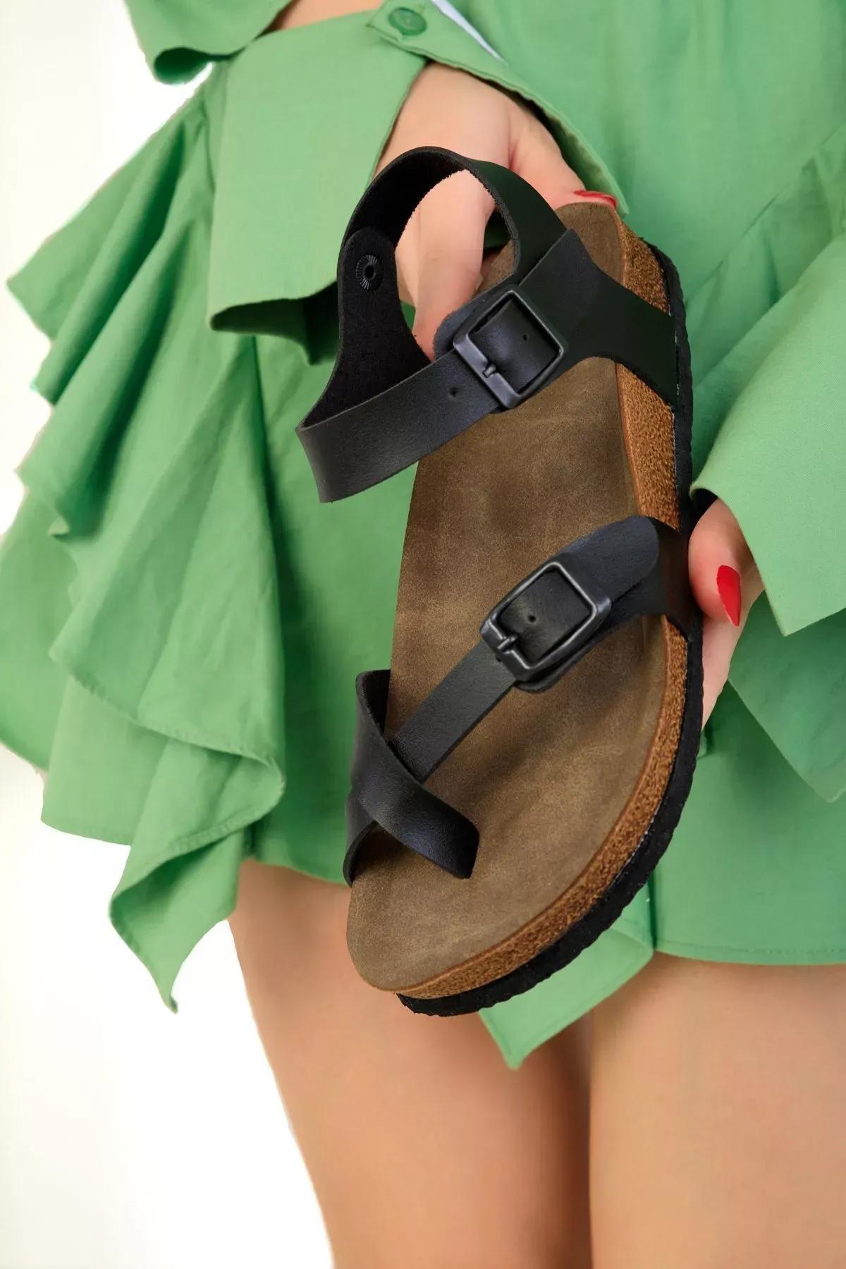 Black Flat Sandals, , large image number 4