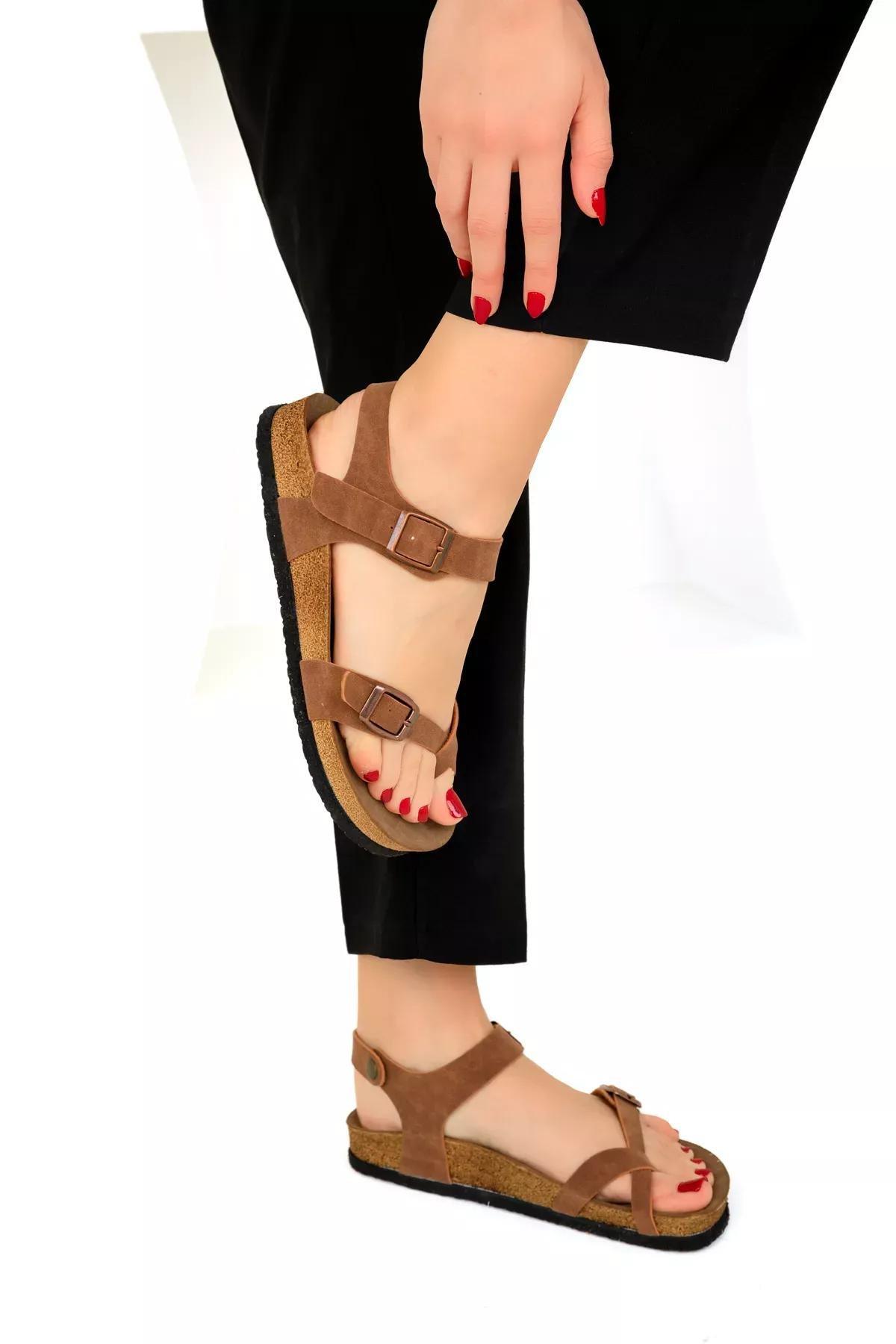 Brown Flat Sandals, , large image number 0