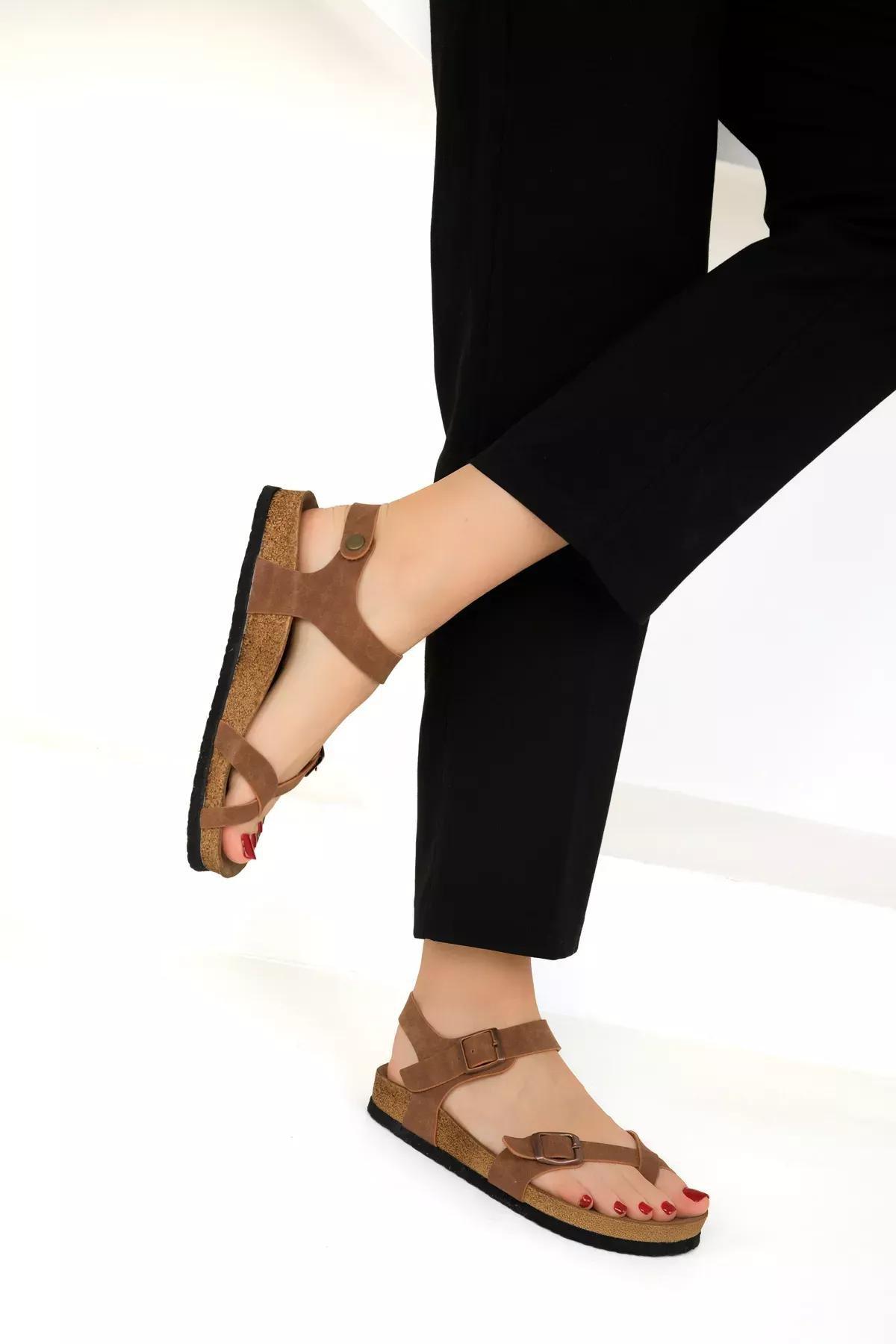 Brown Flat Sandals, , large image number 3