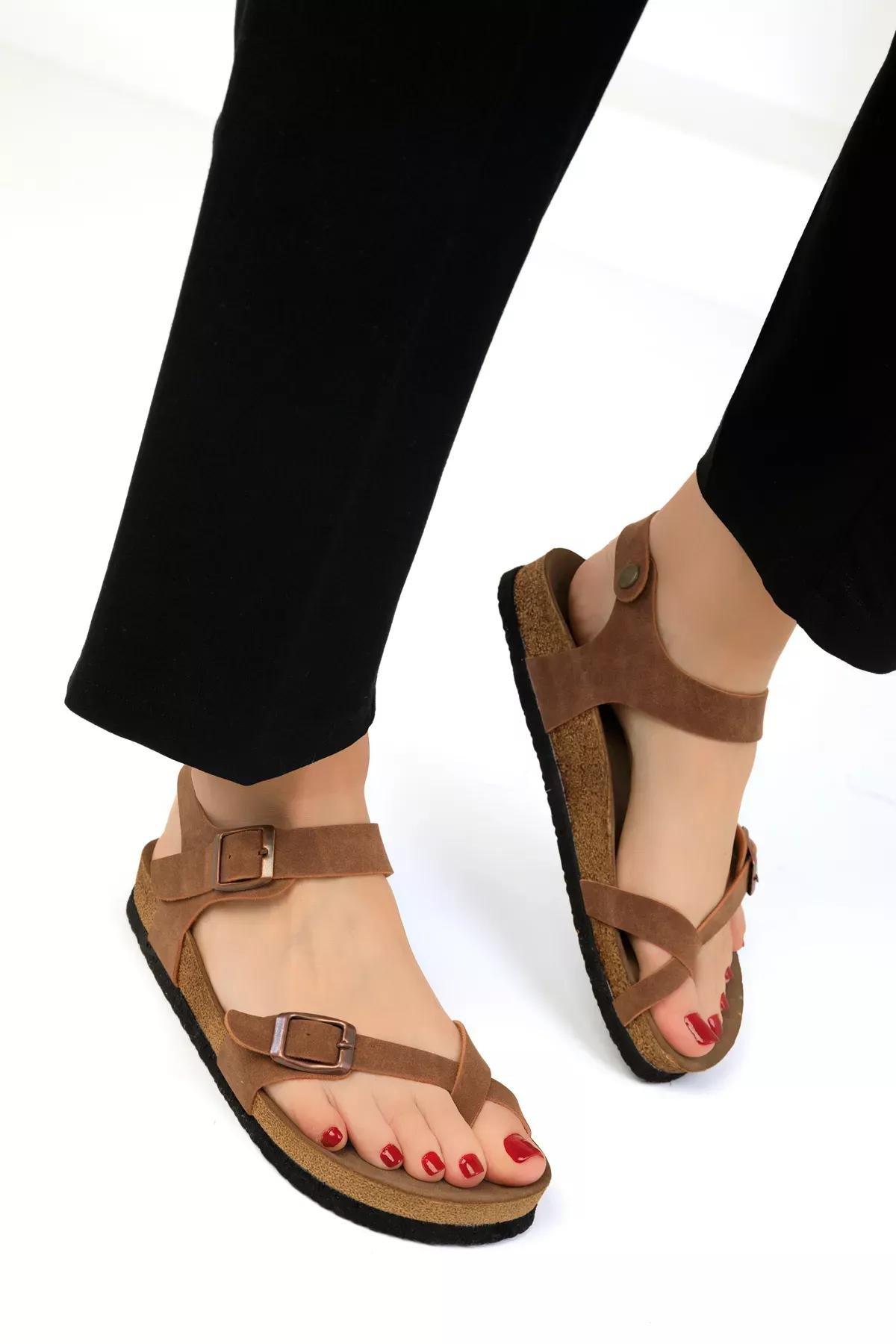 Brown Flat Sandals, , large image number 4