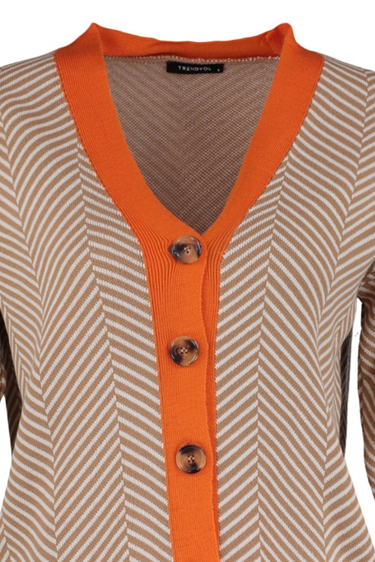 Brown V Neck Cardigan, , large image number 6