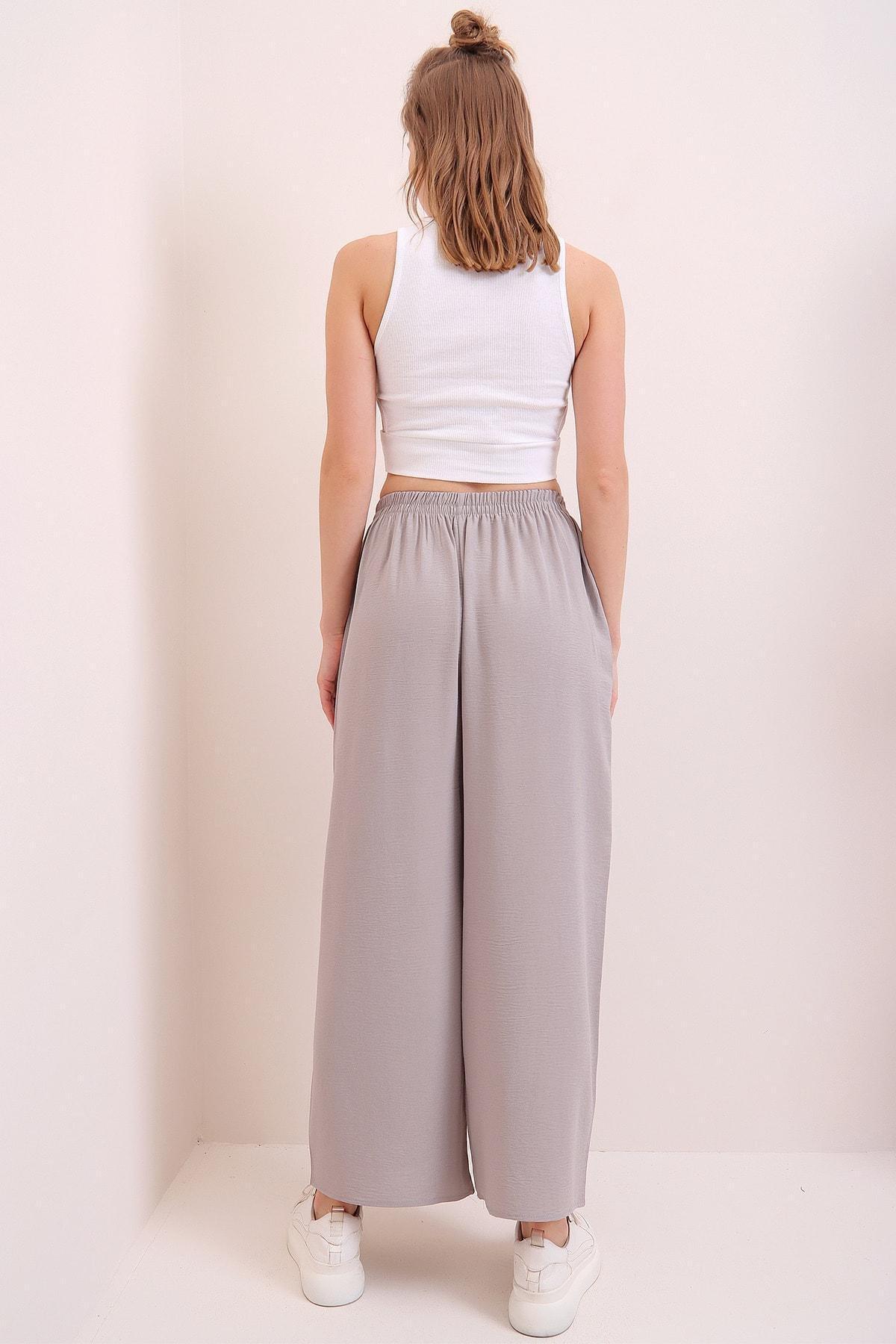 Alacati - Grey Cotton Relaxed Pants