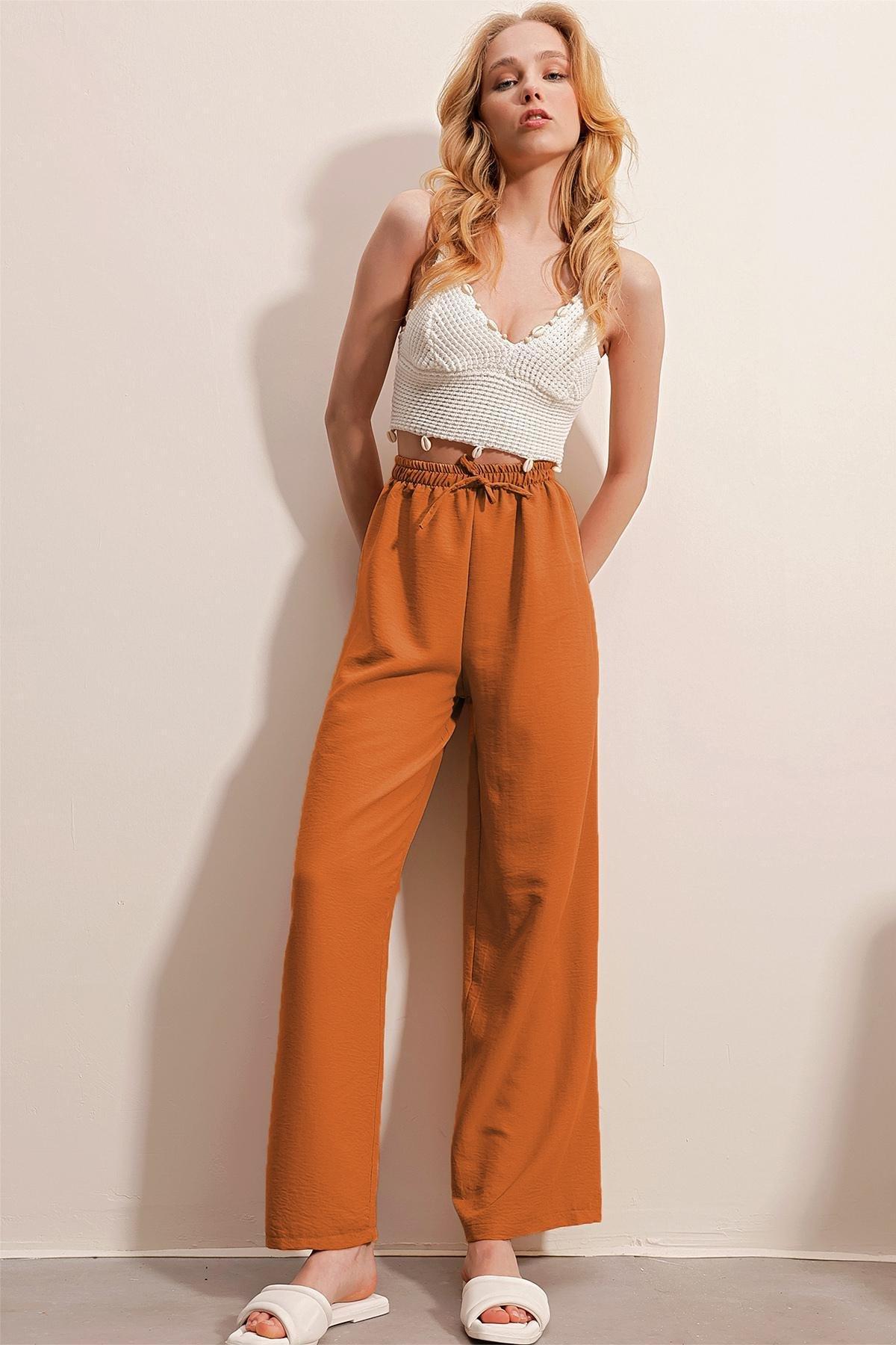 Brown High Waist Pants, , large image number 0