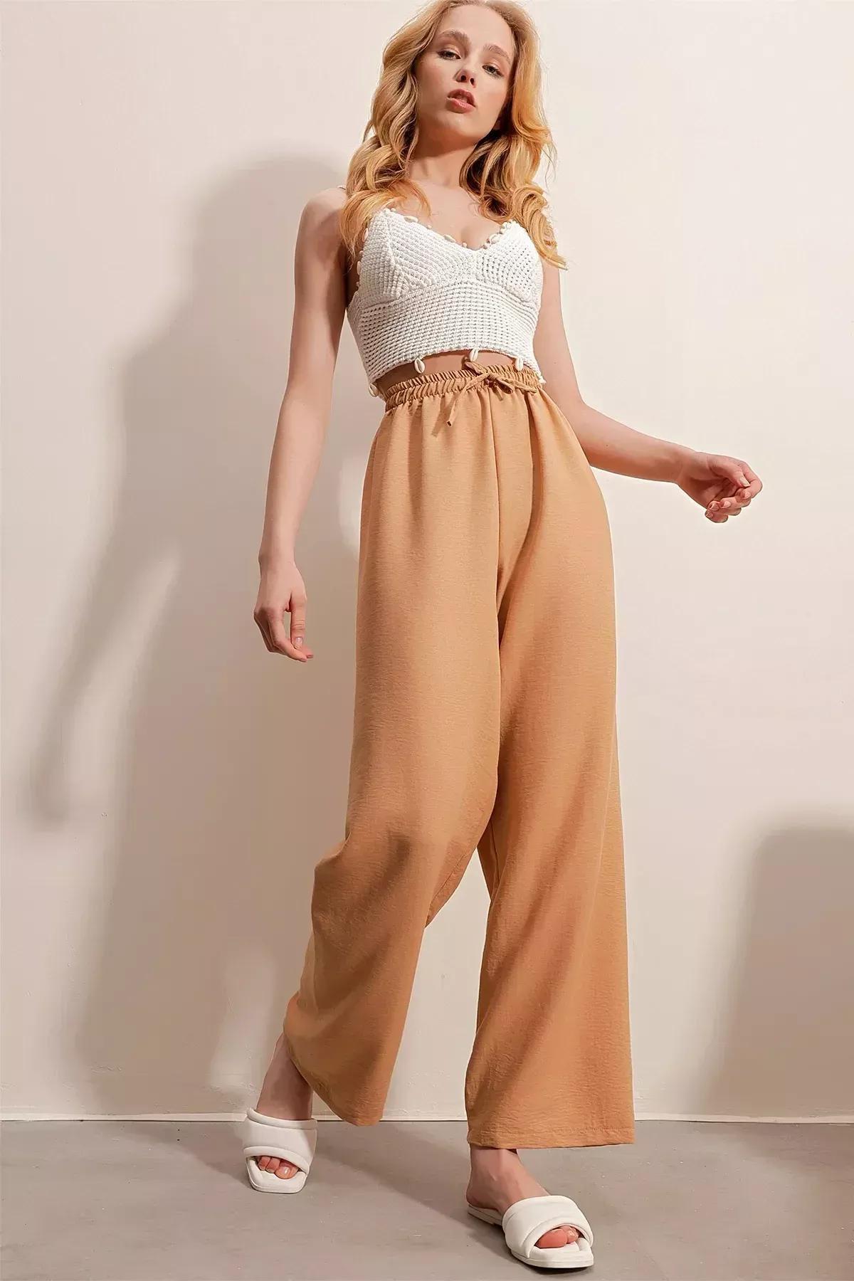 بنطال بخصر مرتفع، بني, Brown, large image number 5