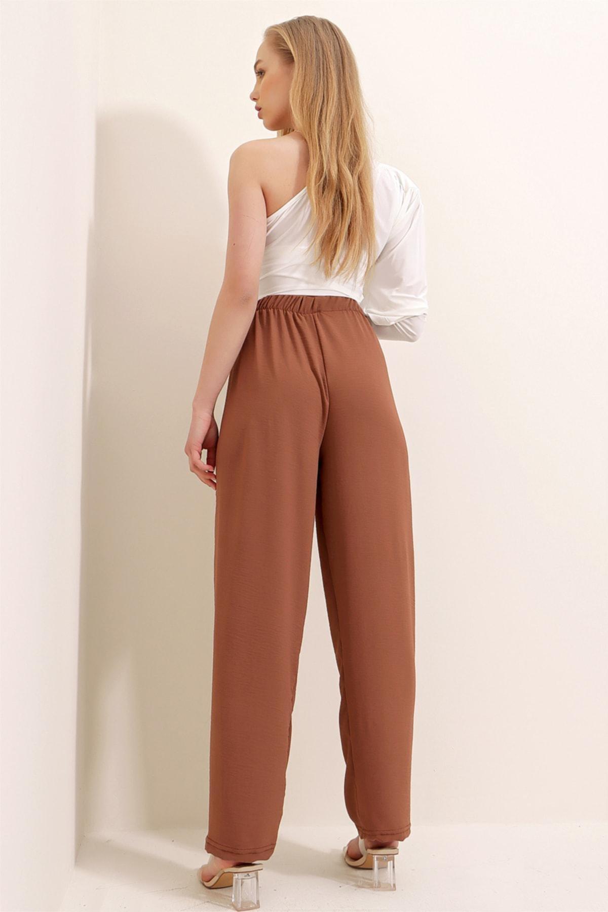 Brown High Waist Pants, Brown, large image number 8