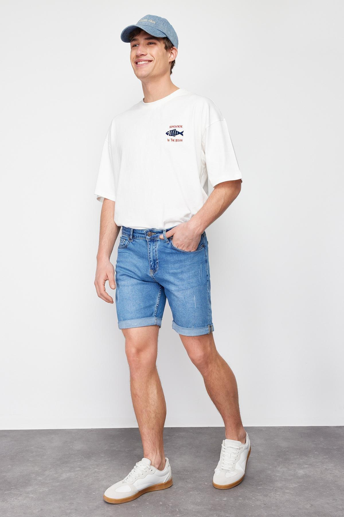 Multicolour Mid Waist Shorts, Blue, large image number 4