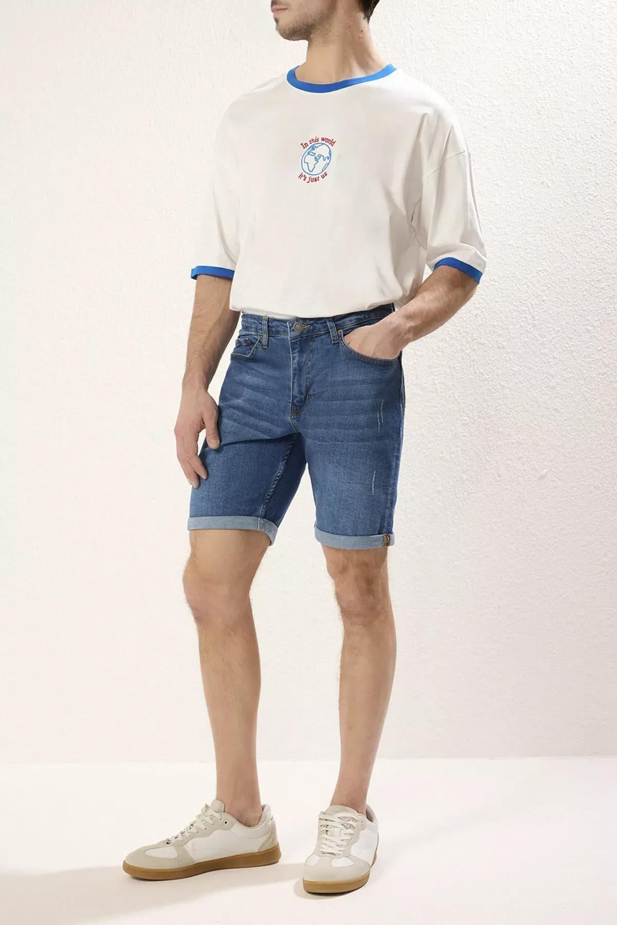 Multicolour Mid Waist Shorts, Blue, large image number 5