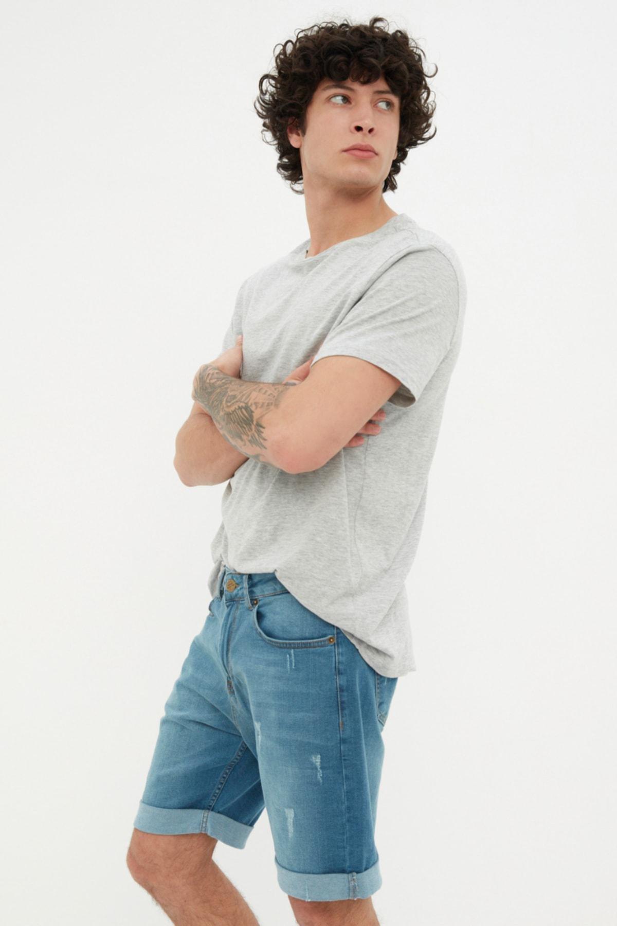 Multicolour Mid Waist Shorts, Blue, large image number 6