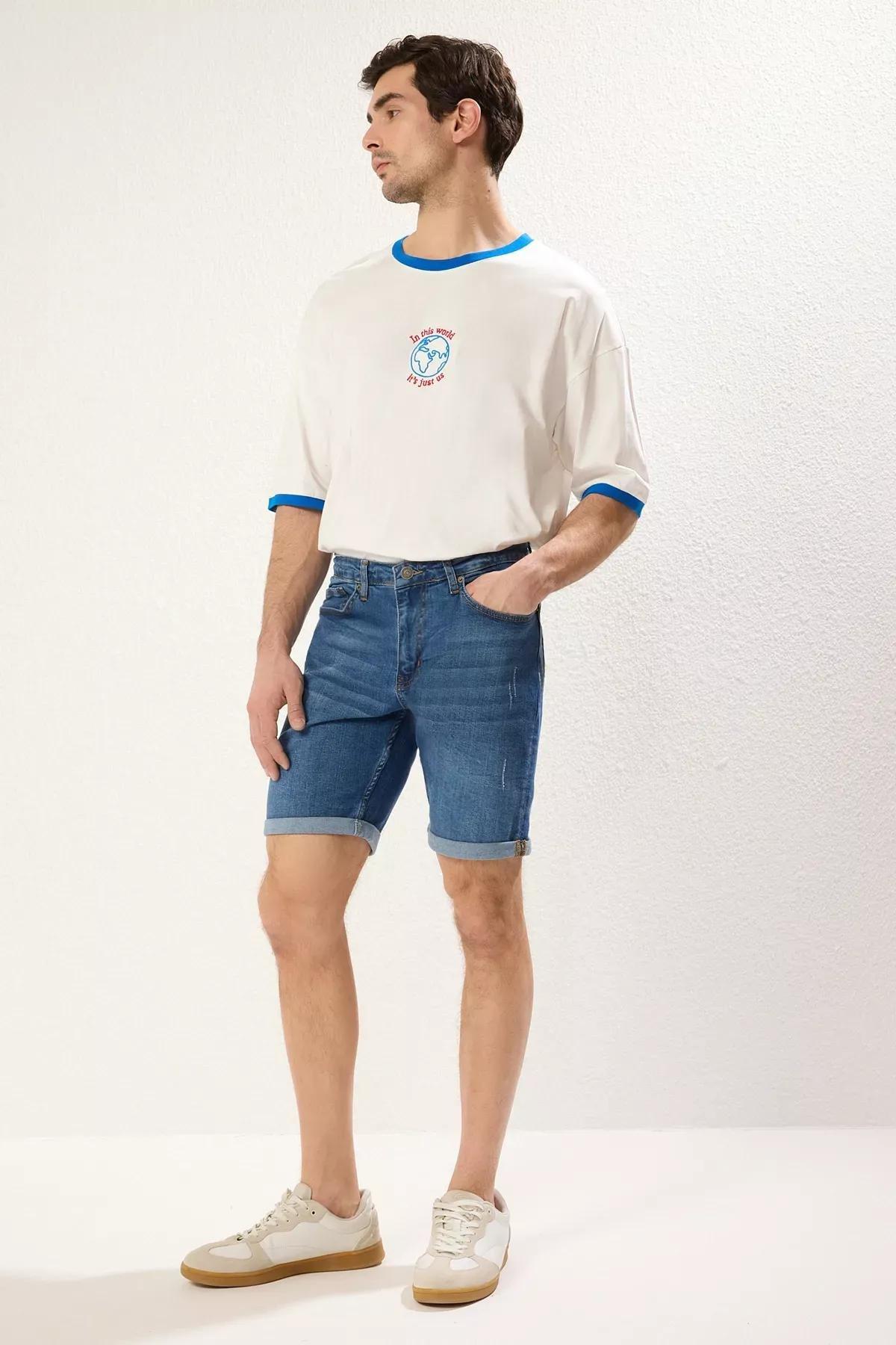 Multicolour Mid Waist Shorts, Blue, large image number 13