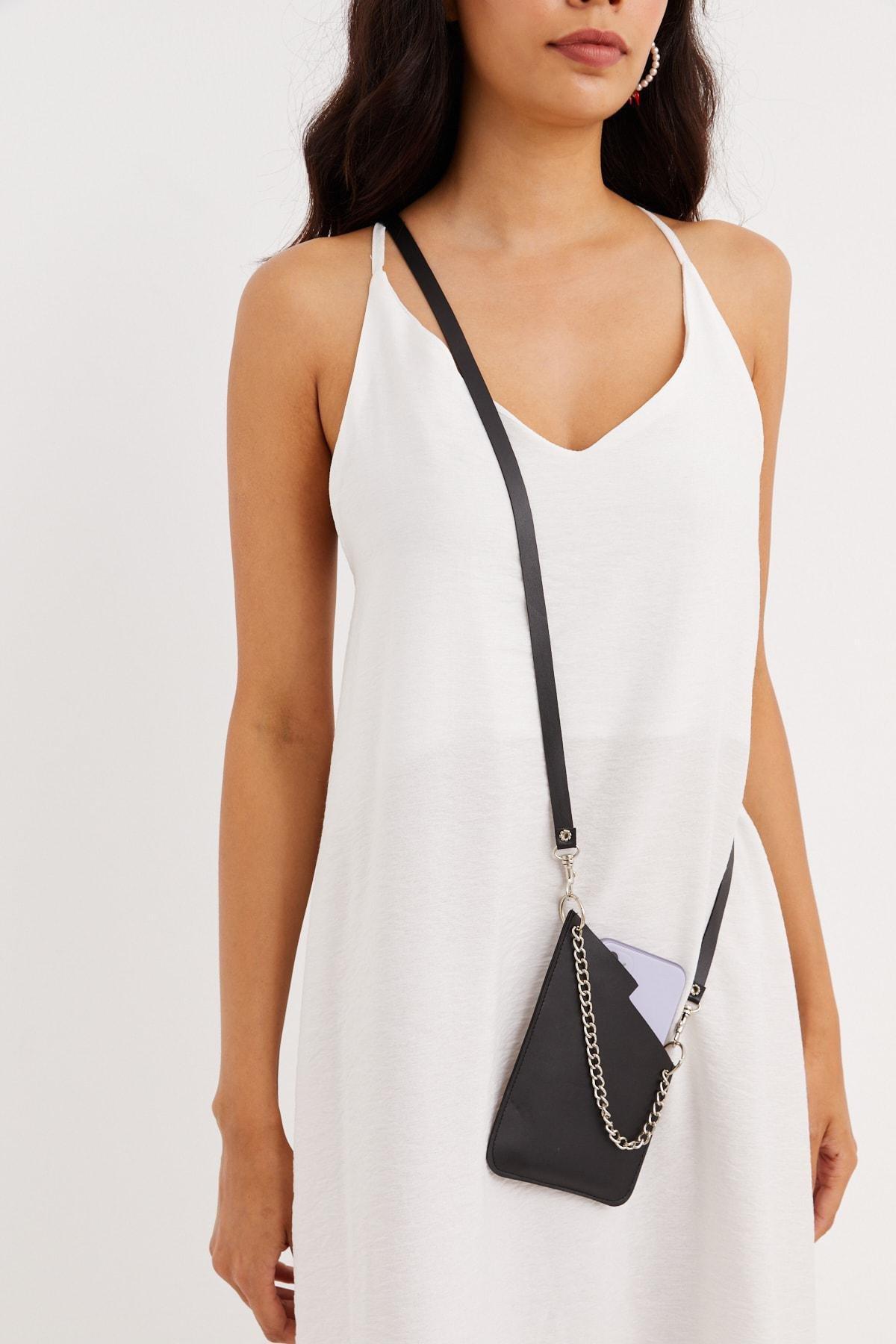 Black Plain Shoulder Bag, BLACK, large image number 0