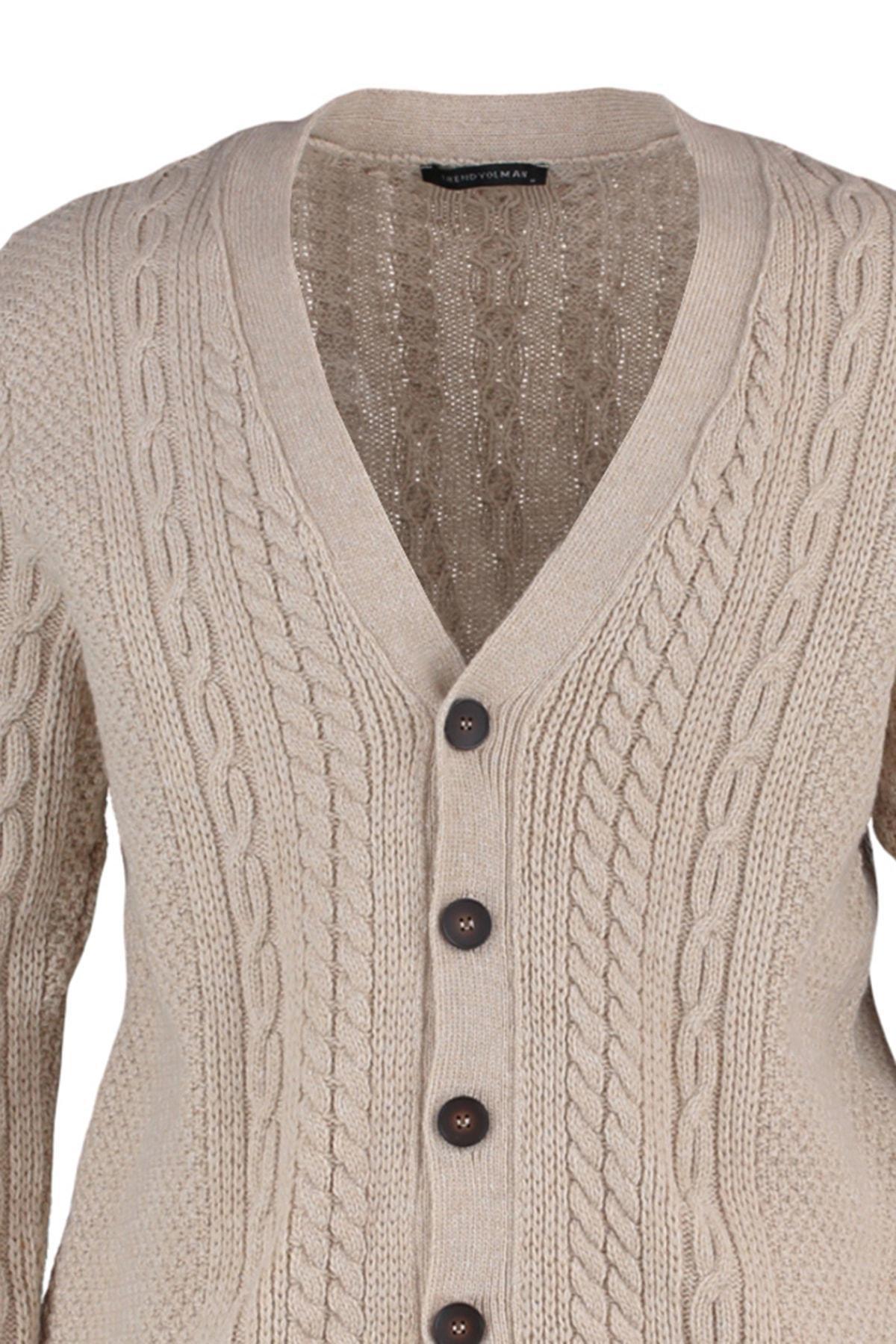 Beige V Neck Cardigan, , large image number 7
