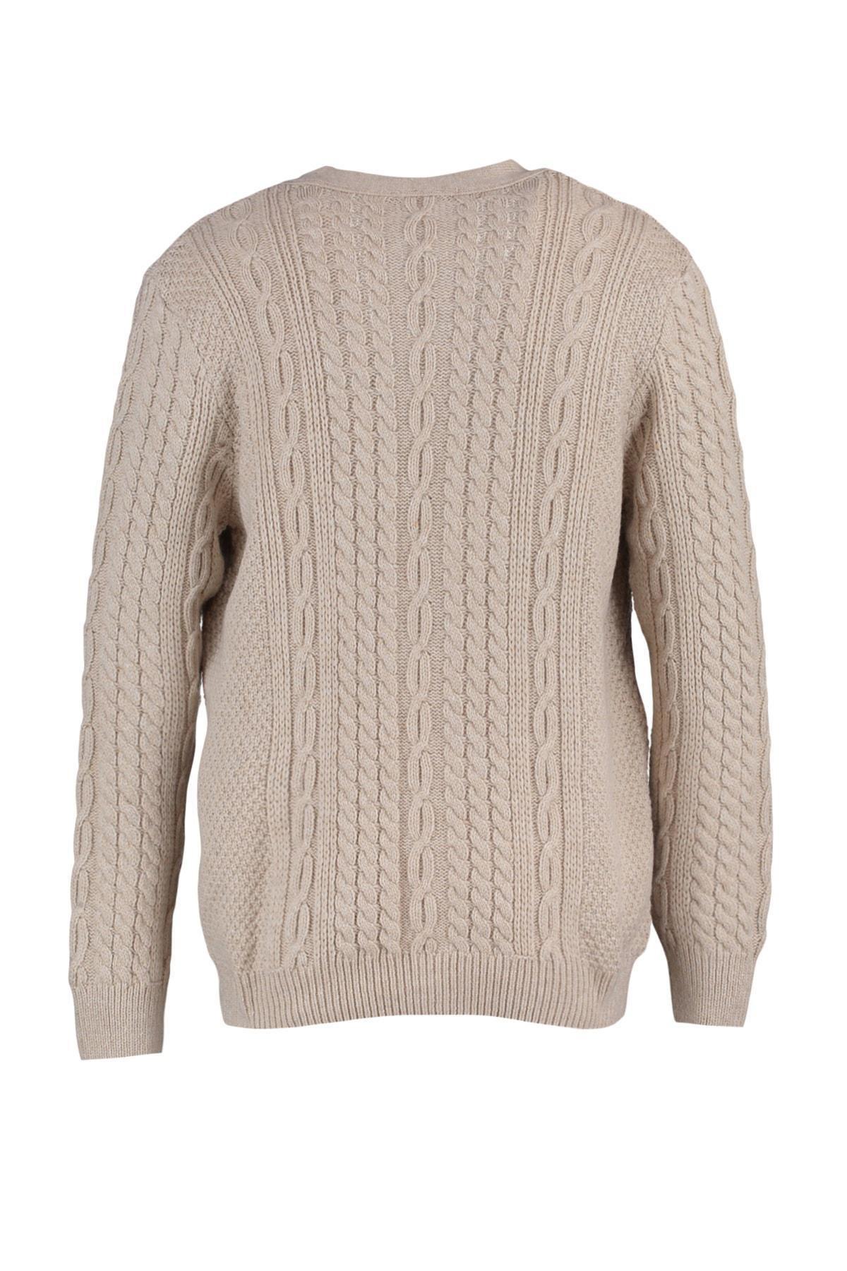Beige V Neck Cardigan, , large image number 8