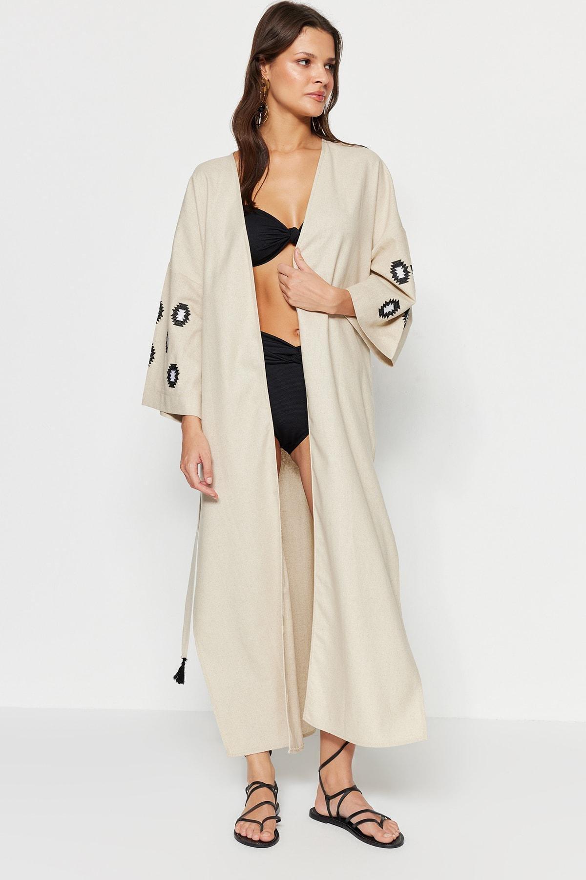 Beige Kimono, , large image number 1
