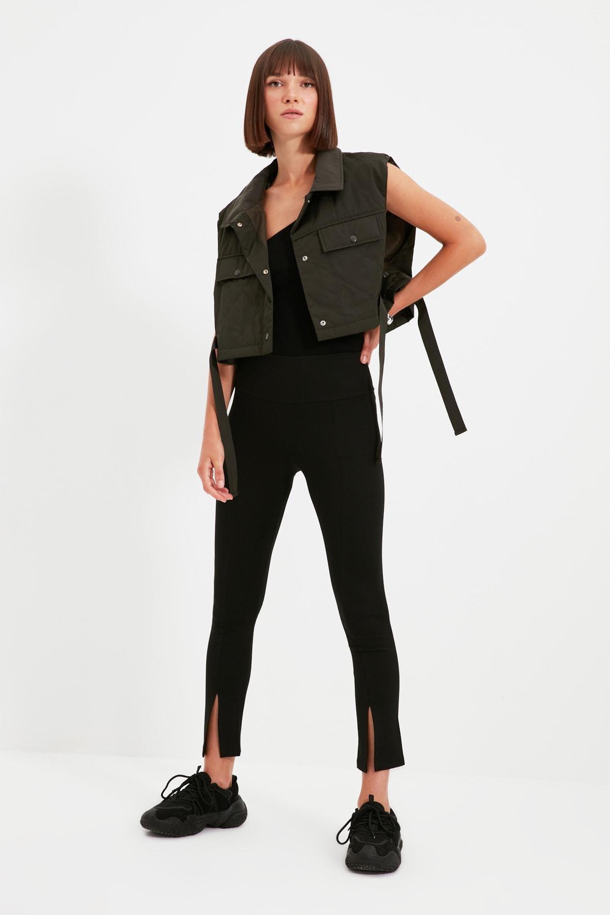 Black High Waist Leggings, Black, large image number 3