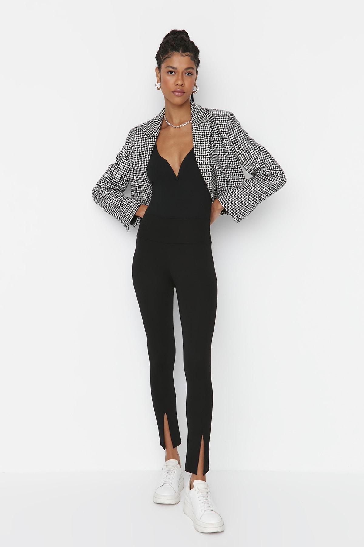 Black High Waist Leggings, Black, large image number 6