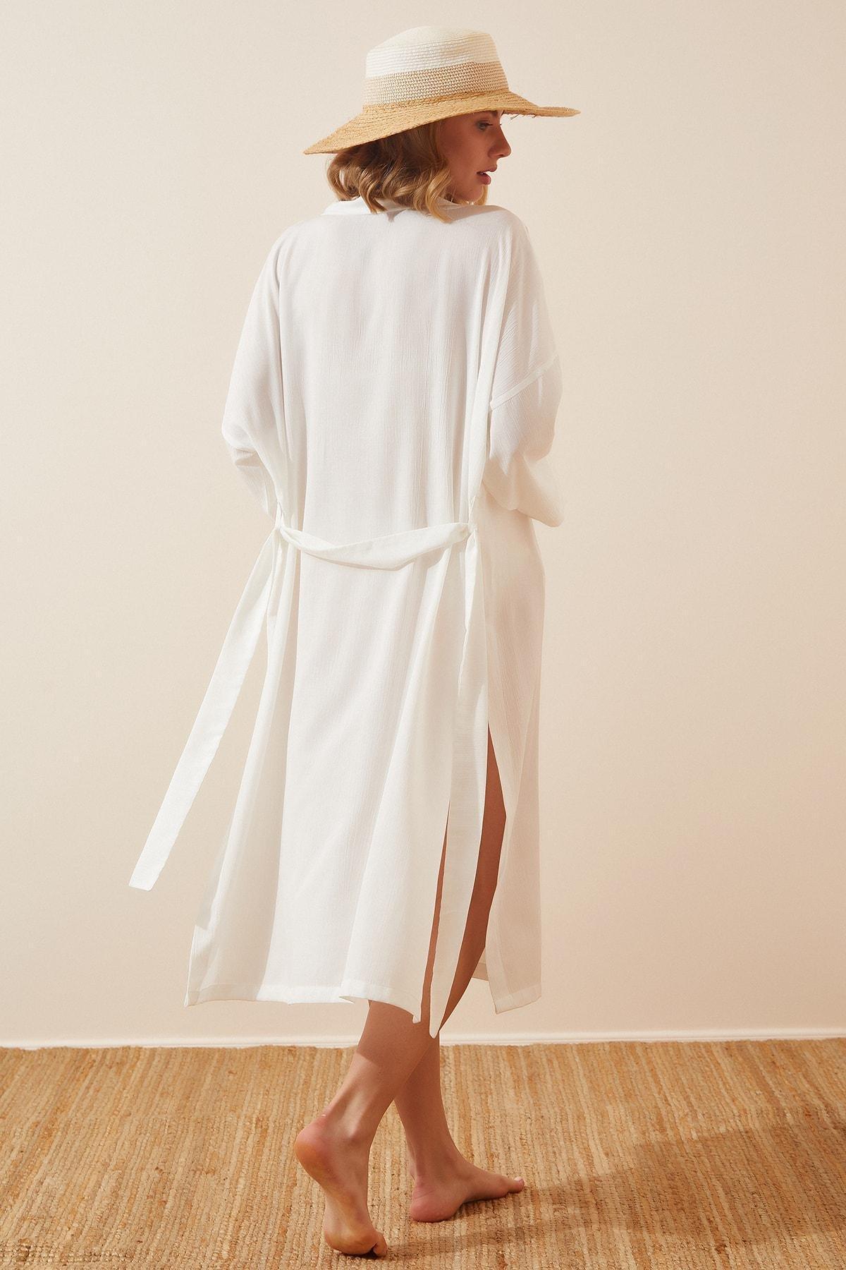 White Cache-Coeur Kimono, , large image number 6
