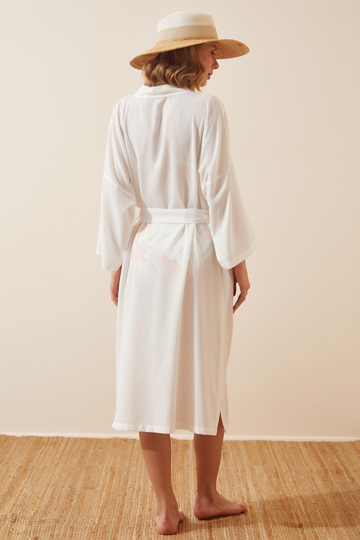 White Cache-Coeur Kimono, , large image number 8