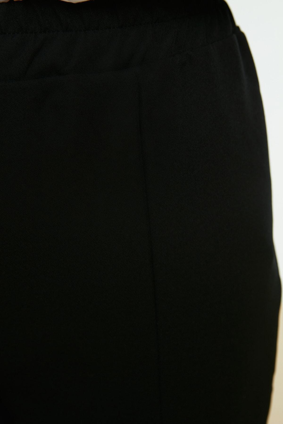 Black Straight Mid Waist Pants, , large image number 6