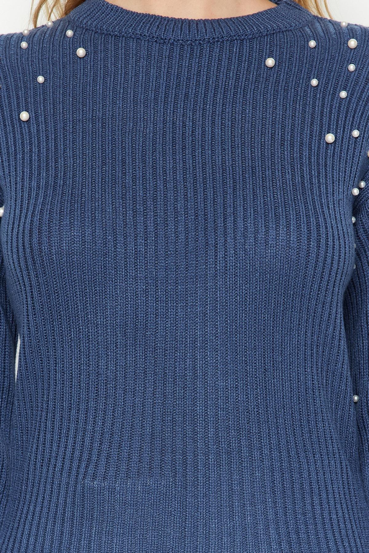 Blue Off-Shoulder Sweater, , large image number 5