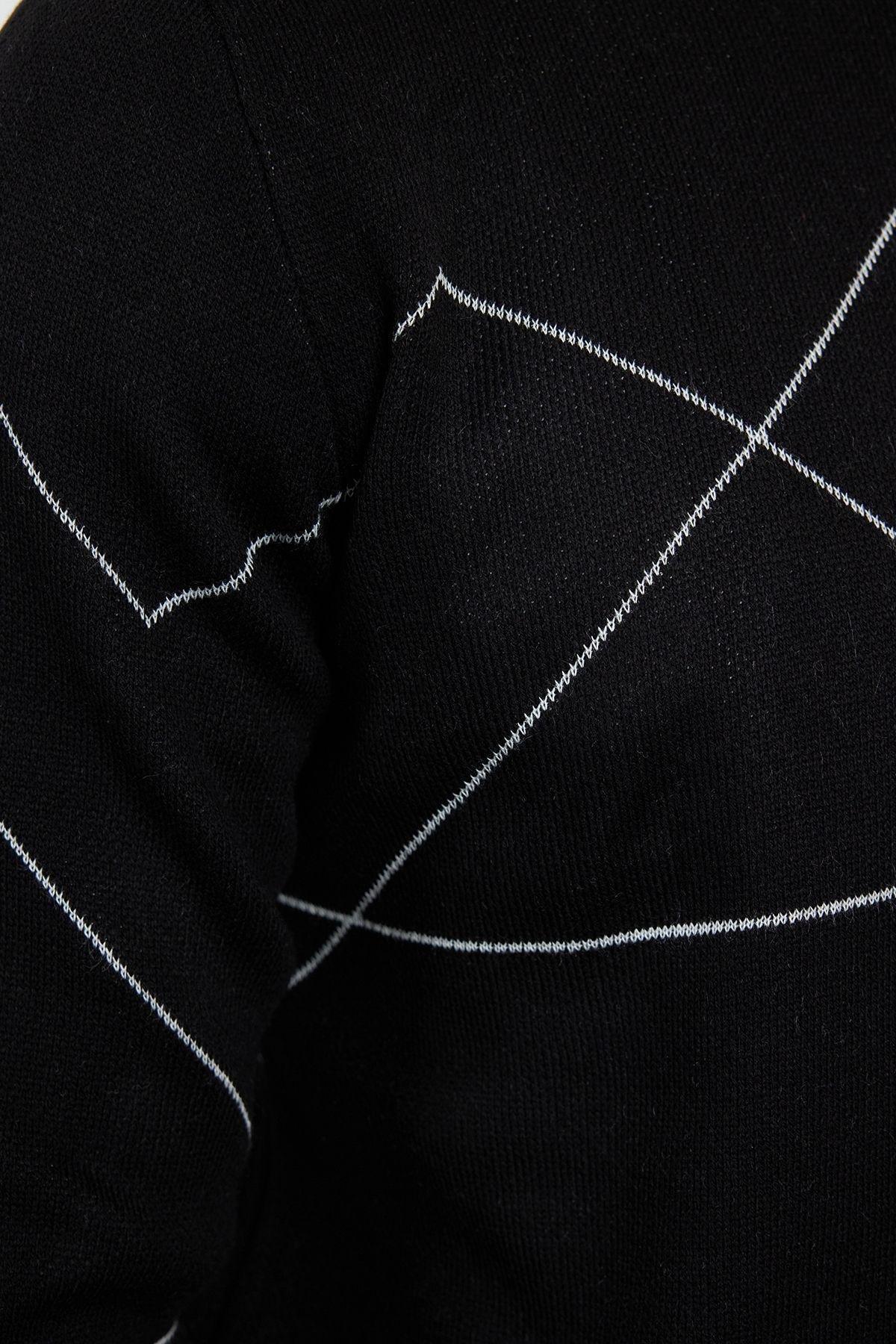 Black Abstract Casual Sweater TMNAW22KZ0662, BLACK, large image number 3