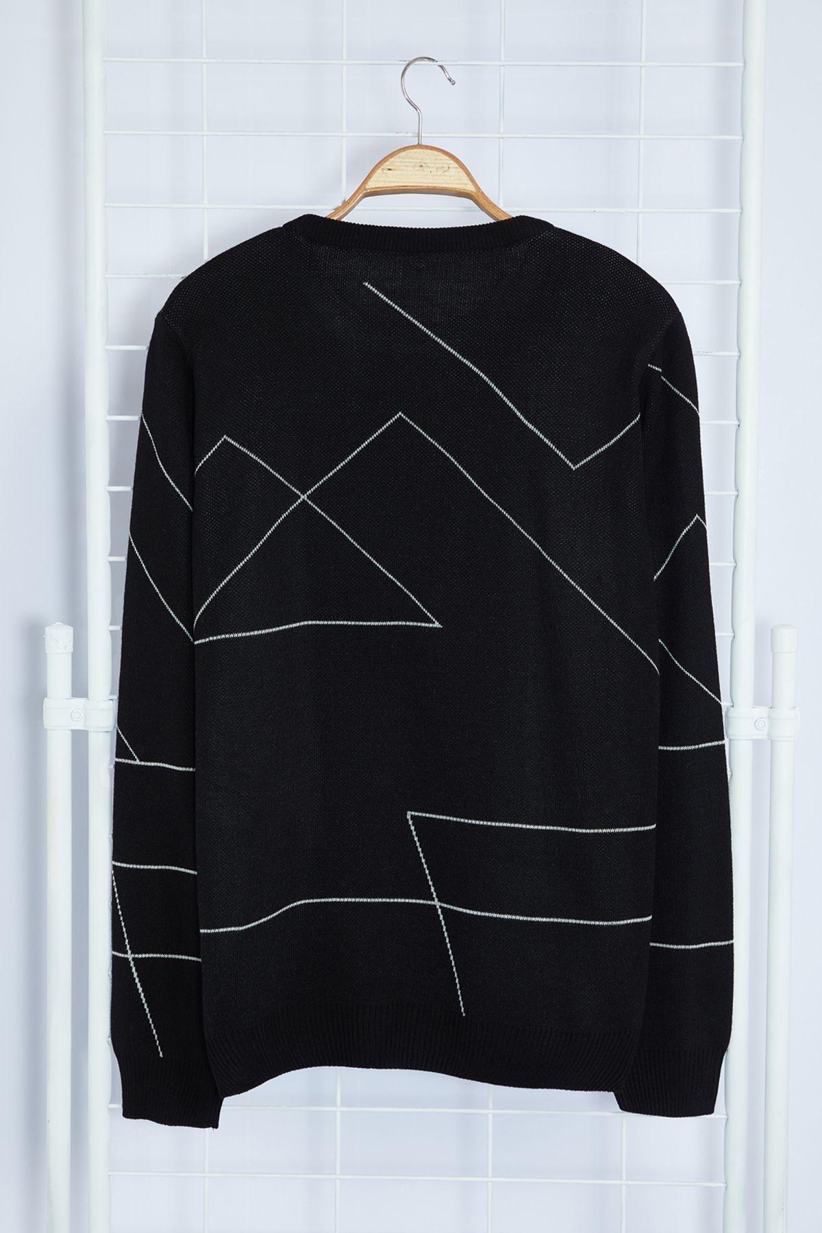 Black Abstract Casual Sweater TMNAW22KZ0662, BLACK, large image number 6
