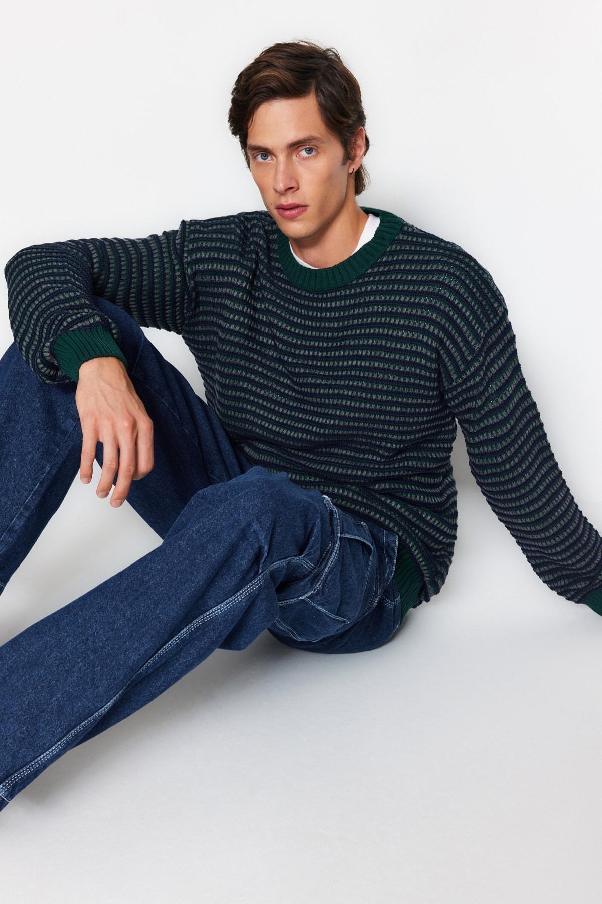 Navy Striped Sweater, , medium
